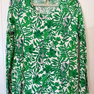 Lilly Pulitzer | L | Etta Scoop Neck Long Sleeve | FIDDLE LEAF GREEN | NWOT